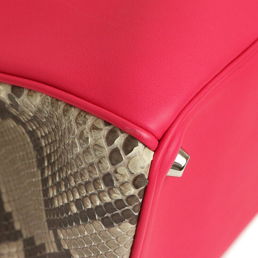 Christian Dior Diorissimo Handbag Shoulder Bag Calfskin Leather Python Exotic - Picture 12 of 12